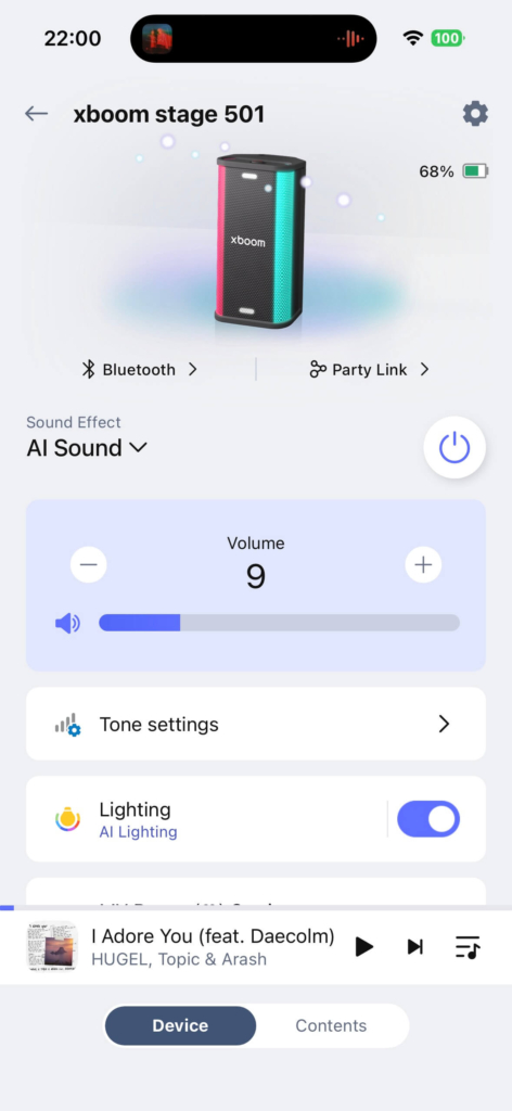 LG xboom Stage 501 by will.i.am App