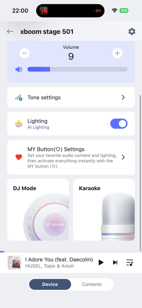 LG xboom Stage 501 by will.i.am App