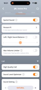 JBL Sense Pro App